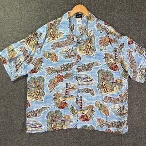 Vintage Jimmy Buffet Hawaiian Shirt Men 2XL Giant Tag Boat Beach Aloha Vacation
